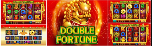 Casal feliz em celebração no jogo Double Fortune.